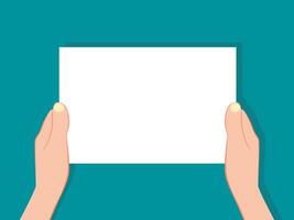 holding a blank sheet of paper. vector