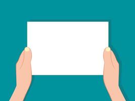 holding a blank sheet of paper. vector