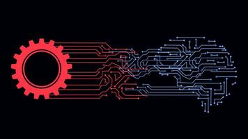 tecnología modelo el circuito tablero el corazón forma y el engranaje vector