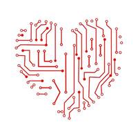 Heart circuit board technology pattern vector