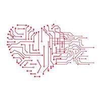 corazón circuito tablero tecnología modelo vector