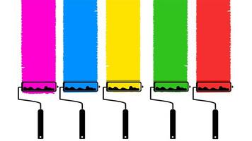 Set of colorful paint roller brushes. vector