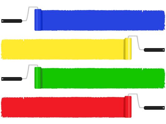 Paint roller with long stroke isolated on white background