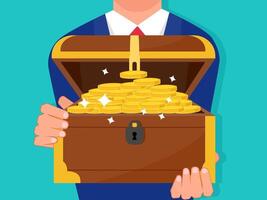 treasure chest that contained many gold coins vector