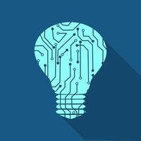 Light bulb idea pattern circuit board icon. vector