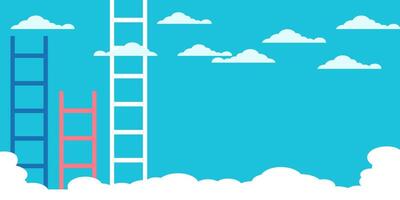 ladder and white clouds vector