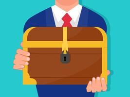 businessman give the treasure chest vector