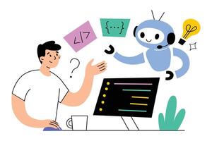 ai escribe código, artificial inteligencia codificación vector