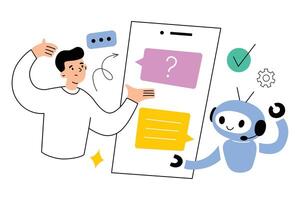 Ai chat app, messaging to artificial intelligence vector