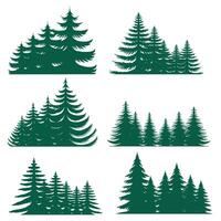 Pine tree silhouette element set collection vector