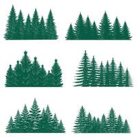 Pine tree silhouette element set collection vector