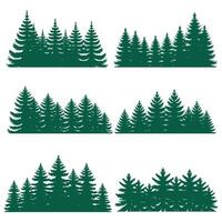 Pine tree silhouette element set collection vector