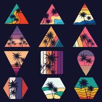 Vintage retro palm tree silhouette set collection vector
