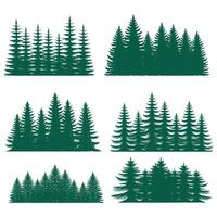 Pine tree silhouette element set collection vector