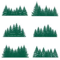 Pine tree silhouette element set collection vector
