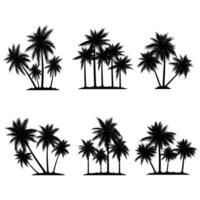 Palm tree coconut silhouette element set collection vector