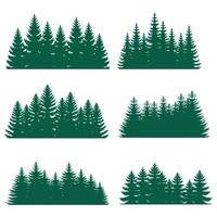 Pine tree silhouette element set collection vector