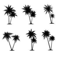 Palm tree coconut silhouette element set collection vector