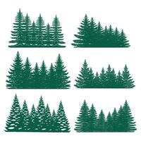 Pine tree silhouette element set collection vector