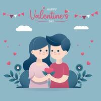 Couple Celebrating Happy Valentine's Day and proposing each others free vector