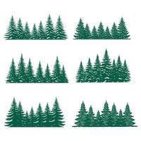 Pine tree silhouette element set collection vector