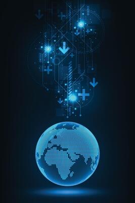 Abstract Futuristic Circuit board Communication blue color Technology innovation concept background.