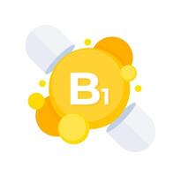 vitamina b1 tiamina suplemento cápsulas representación para energía y nervioso sistema apoyo vector