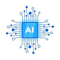 AI Processor Chip. Artificial intelligence circuit. Machine learning. CPU processor. Vector illustration