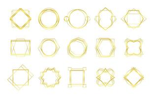 Set of geometric gold frame isolated on white. Luxury abstract design elements. Vector illustration