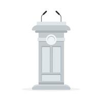 Gray podium with two microphones, indicating a place for speeches or presentations vector