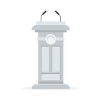 Gray podium with two microphones, indicating a place for speeches or presentations vector