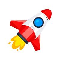 Rocket space ship launch. Startup Rocket. Spaceship upswing. Vector illustration