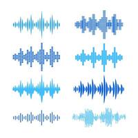 Sound waves collection, Equalizer. Digital and analog audio signal. Voice visualisation. Vector illustration