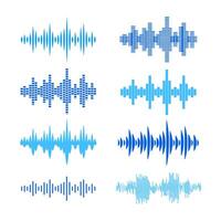 Sound waves collection, Equalizer. Digital and analog audio signal. Voice visualisation. Vector illustration