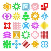 Colorful Assortment of Abstract Y2K Vector Shapes and Geometric Designs