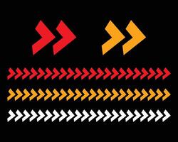 Set of red and yellow arrow signs, abstract arrow, chevron. Arrow Design, Striped direction, vector illustration