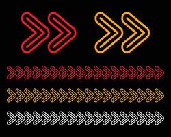 Set of red and yellow arrow signs, abstract arrow, chevron. Arrow Design, Striped direction, vector illustration