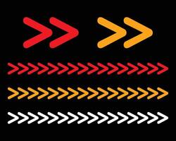 Set of red and yellow arrow signs, abstract arrow, chevron. Arrow Design, Striped direction, vector illustration