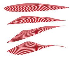 3d Abstract wavy red stripes shapes. Geometrical Lines shapes , optical illusion abstract vector background