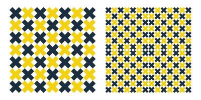 Blue and yellow seamless pattern with cross and stripes. Used for fabric, textile, paper print vector