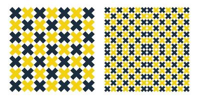 Blue and yellow seamless pattern with cross and stripes. Used for fabric, textile, paper print vector