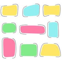 Hand drawn text box set. Colorful speech bubble with outline frame vector