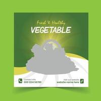 Fresh and Healthy Vegetables or Food Menu Social Media Post Web Banner Template Design vector
