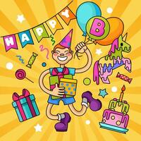 Happy B-day Fanny Party Card Illustrator Artwork vector