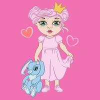 Little Princes and cute rabbit Illustrator Artwork vector