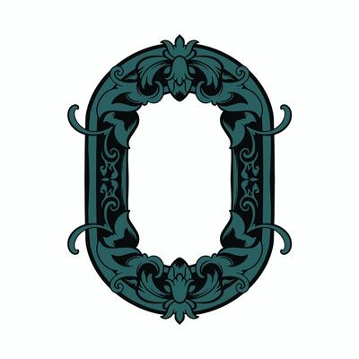 Vintage Fancy Title Border Element, Antique Victorian Rectangle with Spearheads Header Frame, Vector Clipart