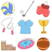 Colored vector set with icons in flat style on the theme of sports