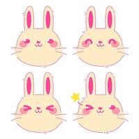 Vector color set of icons with cute bunny for Easter