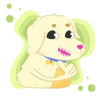 Color vector illustration with dog. cream labrador smiles and shows like