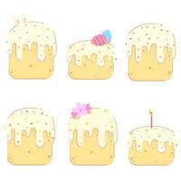 Vector color set of icons with Easter cakes in sprinkles